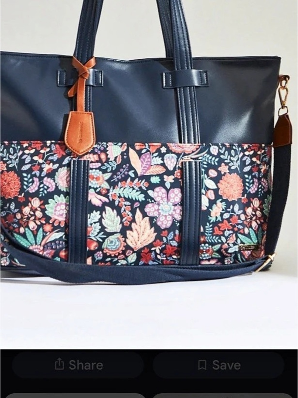 Chumbak Batik Bloom Work Tote, Navy Blue & Multicolor